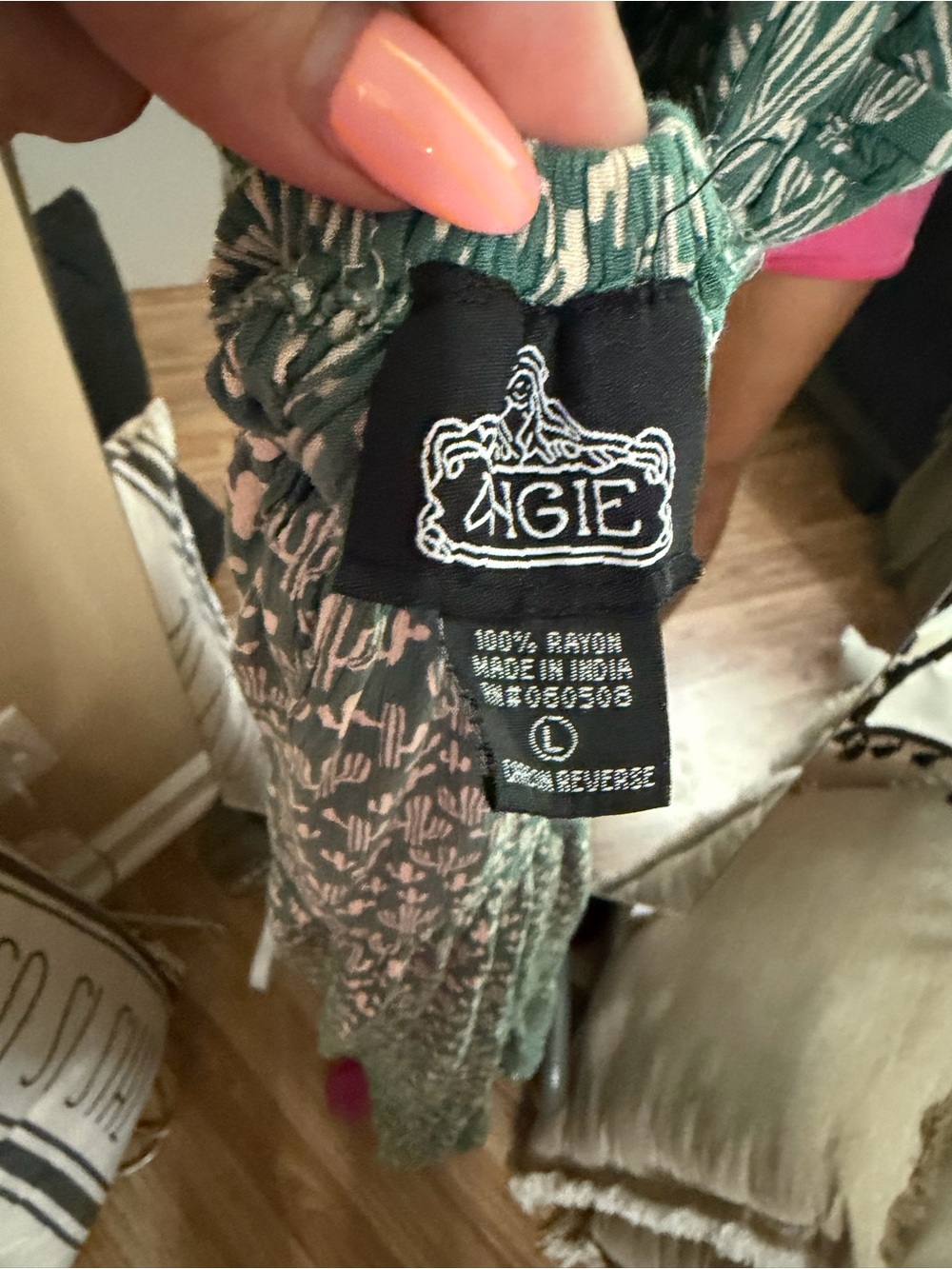 Angie Green cactus Maxi Dress with Smocked Waist - Picture 3 of 3